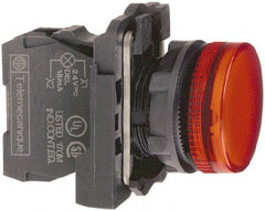 Schneider Electric - 250 V Red Lens LED Pilot Light - Round Lens, Screw Clamp Connector, 30mm Wide, Vibration Resistant, Water Resistant - Exact Tooling