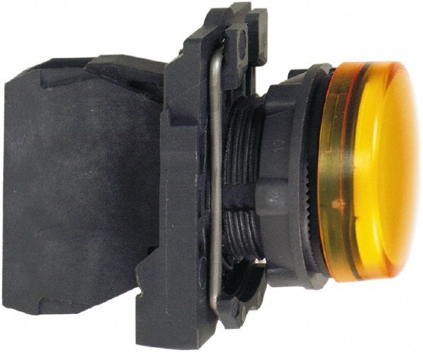 Schneider Electric - 250 V Orange Lens LED Pilot Light - Round Lens, Screw Clamp Connector, 30mm Wide, Vibration Resistant, Water Resistant - Exact Tooling