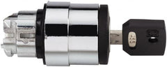 Schneider Electric - 22mm Mount Hole, 3 Position, Key Operated, Selector Switch - Black, Momentary (MO), Nonilluminated, Shock, Vibration and Water Resistant - Exact Tooling