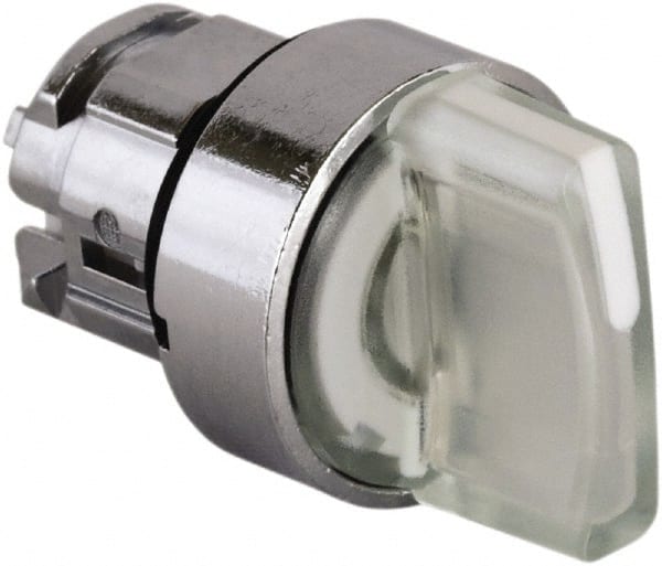 Schneider Electric - 22mm Mount Hole, 3 Position, Handle Operated, Selector Switch - White, Momentary (MO), Illuminated, Shock, Vibration and Water Resistant - Exact Tooling