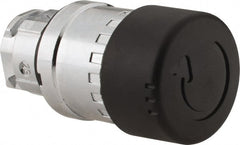 Schneider Electric - 22mm Mount Hole, Extended Mushroom Head, Pushbutton Switch Only - Round, Black Pushbutton, Nonilluminated, Maintained (MA) - Exact Tooling