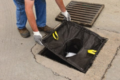 Eagle - 25" Long x 42" Wide, Nonwoven Geo-Textile Barrier Absorbent - 16 x 20" Drain, Black, Use to Seal off Spills From the Environment, Sediment Only - Exact Tooling