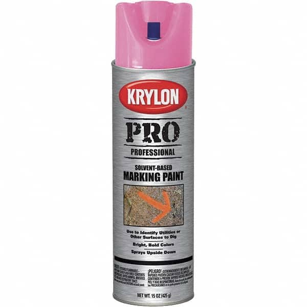 Krylon - 15 fl oz Pink Marking Paint - Solvent Base Formula - Exact Tooling