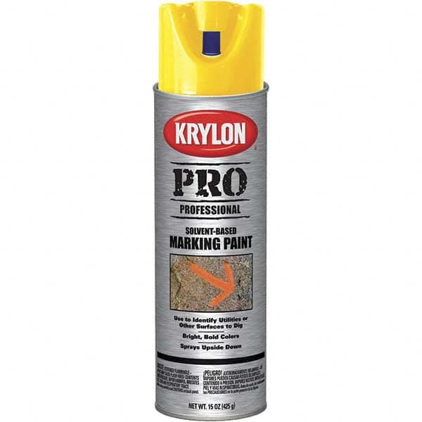 Krylon - 15 fl oz Yellow Marking Paint - Solvent Base Formula - Exact Tooling