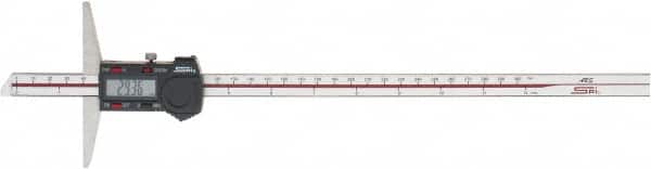 SPI - 0mm to 300mm ABS Plastic (Case) Electronic Depth Gage - 0.04mm Accuracy, 0.01mm Resolution, 4" Base Length - Exact Tooling