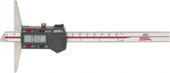 SPI - 0mm to 150mm ABS Plastic (Case) Electronic Depth Gage - 0.02mm Accuracy, 0.01mm Resolution, 4" Base Length - Exact Tooling