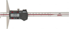 SPI - 0mm to 150mm ABS Plastic (Case) Electronic Depth Gage - 0.02mm Accuracy, 0.01mm Resolution, 4" Base Length, With Single Hook - Exact Tooling