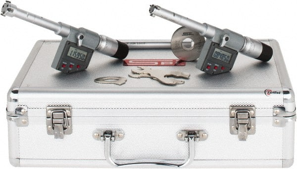 SPI - 0.5" to 0.8", IP65, Carbide Face Chrome Plated Finish, Electronic Inside Micrometer - 0.00005" Resolution, 0.00016" Accuracy, 80" Gage Depth - Exact Tooling