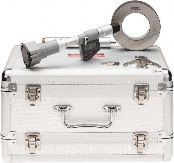 SPI - 2" to 2-1/2", IP65, Carbide Face Chrome Plated Finish, Electronic Inside Micrometer - 0.00005" Resolution, 0.0002" Accuracy, 114" Gage Depth - Exact Tooling