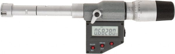 SPI - 0.65" to 0.8", IP65, Carbide Face Chrome Plated Finish, Electronic Inside Micrometer - 0.00005" Resolution, 0.00016" Accuracy, 80" Gage Depth - Exact Tooling