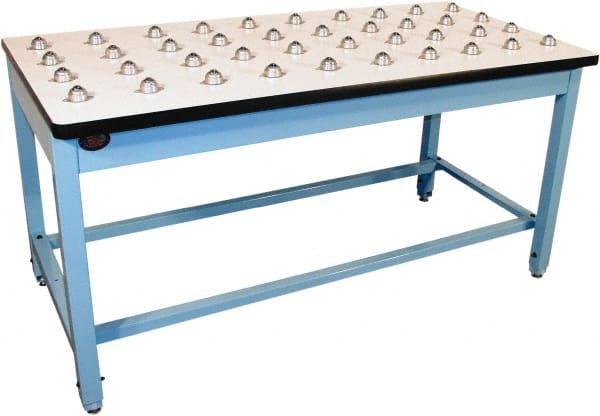 Proline - 60 Wide x 36" Deep x 30" High, Plastic Laminate Workbench - T-Molded Edge, Fixed Legs, Blue - Exact Tooling