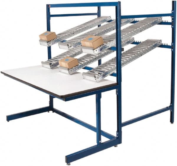 Proline - 60 Wide x 92-1/2" Deep x 36" High, Static Dissipative Workbench - T-Molded Edge, Adjustable Height Legs, Dark Blue - Exact Tooling