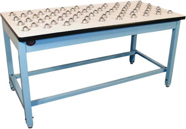 Proline - 60 Wide x 30" Deep x 30" High, Plastic Laminate Workbench - T-Molded Edge, Fixed Legs, Blue - Exact Tooling