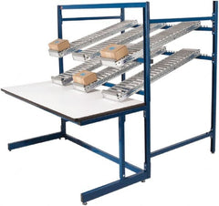 Proline - 60 Wide x 92-1/2" Deep x 36" High, Plastic Laminate Workbench - T-Molded Edge, Adjustable Height Legs, Dark Blue - Exact Tooling
