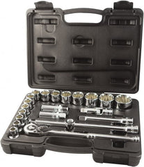 Paramount - 22 Piece 1/2" Drive Chrome Finish Socket Set - 12 Points, 10mm to 32mm Range, Metric Measurement Standard - Exact Tooling