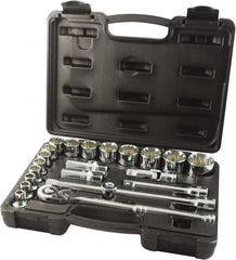 Paramount - 22 Piece 1/2" Drive Chrome Finish Socket Set - 12 Points, 5/16" to 1-1/4" Range, Inch Measurement Standard - Exact Tooling