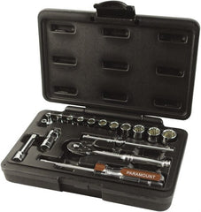 Paramount - 17 Piece 1/4" Drive Chrome Finish Socket Set - 12 Points, 4mm to 14mm Range, Metric Measurement Standard - Exact Tooling