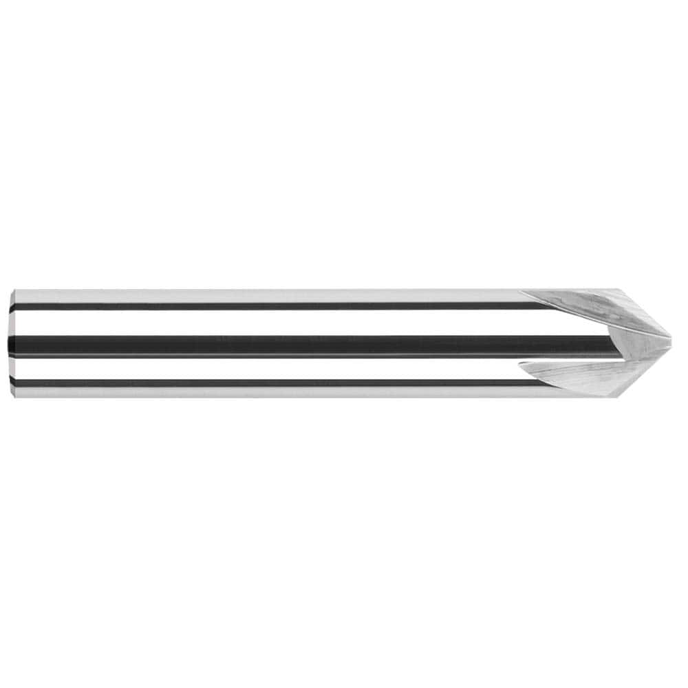 Harvey Tool - 1/4" Diam 100°/80° 4-Flute Single End Solid Carbide Chamfer Mill - Exact Tooling