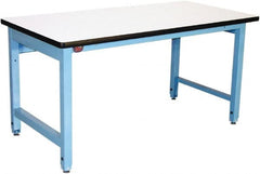 Proline - 72 Wide x 36" Deep x 30" High, Plastic Laminate Workbench - T-Molded Edge, Adjustable Height Legs, Blue - Exact Tooling