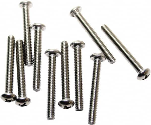 Acorn Engineering - #8-32, 1-1/4" Long Phillips Drive Machine Screw - Round Head, Grade 18-8 Stainless Steel, Uncoated - Exact Tooling