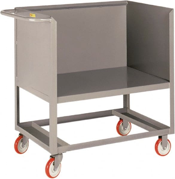 Little Giant - 1,200 Lb Capacity, 3-Sided Steel Raised Platform Box Truck - 53-1/2" Long x 24" Wide x 40" High, 5" Diam Polyurethane Wheels - Exact Tooling