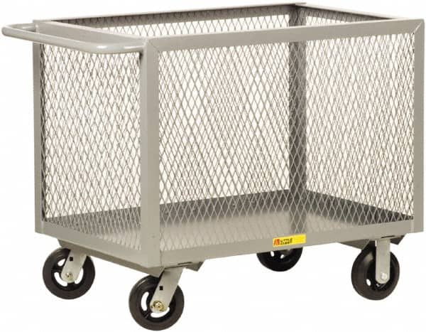 Little Giant - 2,000 Lb Capacity, 4-Sided Steel Box Truck - 53-1/2" Long x 30" Wide x 32" High, 6" Diam Mold-On Rubber Wheels - Exact Tooling