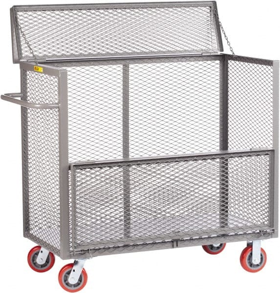 Little Giant - 3,600 Lb Capacity, Steel Security Truck - 65-1/2" Long x 24" Wide x 47" High, 6" Diam Polyurethane Wheels - Exact Tooling