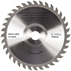 QEP - 6-3/16" Diam, 20mm Arbor Hole Diam, 36 Tooth Wet & Dry Cut Saw Blade - Tungsten Carbide-Tipped, Crosscut Action, Standard Round Arbor - Exact Tooling