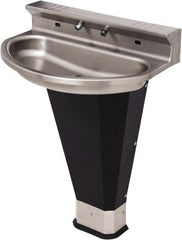 Acorn Engineering - Eliptical, Infrared Sensor, Wall Outlet Drain, 27-3/4" Diam, 2 Person Capacity, Stainless Steel & Vinylclad Galvanized Steel, Wash Fountain - 0.5 GPM - Exact Tooling