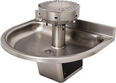 Acorn Engineering - Semi-Circular, Infrared Sensor, Wall Outlet Drain, 38" Diam, 4 Person Capacity, Stainless Steel, Wash Fountain - 0.5 GPM - Exact Tooling