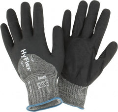Ansell - Size 2XL (11), ANSI Cut Lvl 2, Puncture Lvl 4, Abrasion Lvl 4, Silicone-Free Nitrile Coated Cut & Puncture Resistant Gloves - 10.63" Long, Palm, Fingers & Knuckles Coated, Knit Wrist, Black, Paired - Exact Tooling