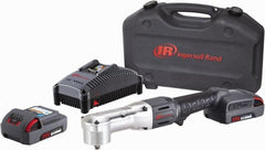 Ingersoll-Rand - 3/8" Drive 20 Volt Angled Cordless Impact Wrench & Ratchet - 1,900 RPM, 3,000 BPM, 180 Ft/Lb Torque, 2 Lithium-Ion Batteries Included - Exact Tooling