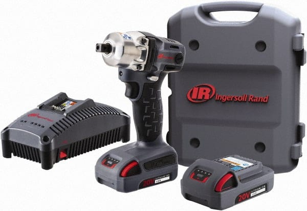 Ingersoll-Rand - 1/2" Drive 20 Volt Pistol Grip Cordless Impact Wrench & Ratchet - 1,900 RPM, 2,800 BPM, 160 Ft/Lb Torque, 2 Lithium-Ion Batteries Included - Exact Tooling