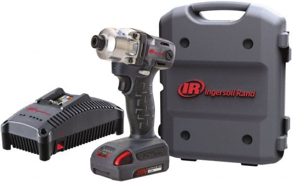 Ingersoll-Rand - 1/4" Drive 20 Volt Pistol Grip Cordless Impact Wrench & Ratchet - 1,900 RPM, 2,800 BPM, 160 Ft/Lb Torque, 1 Lithium-Ion Battery Included - Exact Tooling
