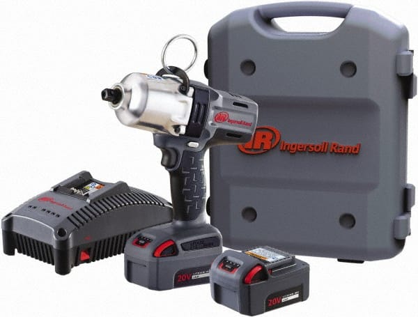 Ingersoll-Rand - 1/2" Drive 20 Volt Pistol Grip Cordless Impact Wrench & Ratchet - 1,900 RPM, 2,300 BPM, 780 Ft/Lb Torque, 2 Lithium-Ion Batteries Included - Exact Tooling