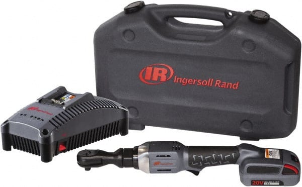Ingersoll-Rand - 3/8" Drive 20 Volt Angled Cordless Impact Wrench & Ratchet - 225 RPM, 54 Ft/Lb Torque, 1 Lithium-Ion Battery Included - Exact Tooling