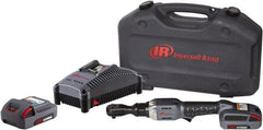 Ingersoll-Rand - 3/8" Drive 20 Volt Angled Cordless Impact Wrench & Ratchet - 225 RPM, 54 Ft/Lb Torque, 2 Lithium-Ion Batteries Included - Exact Tooling