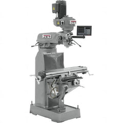 Jet - 7-7/8" Table Width x 35-3/4" Table Length, Variable Speed Pulley Control, 3 Phase Knee Milling Machine - R8 Spindle Taper, 1-1/2 hp - Exact Tooling