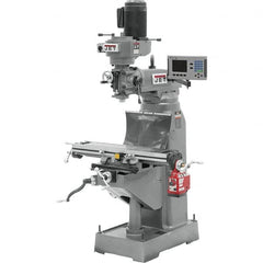 Jet - 7-7/8" Table Width x 35-3/4" Table Length, Variable Speed Pulley Control, 3 Phase Knee Milling Machine - R8 Spindle Taper, 1-1/2 hp - Exact Tooling