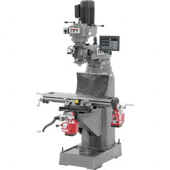 Jet - 7-7/8" Table Width x 35-3/4" Table Length, Variable Speed Pulley Control, 1 Phase Knee Milling Machine - R8 Spindle Taper, 1-1/2 hp - Exact Tooling