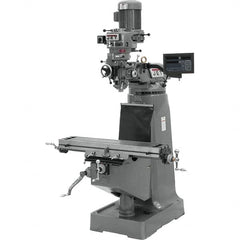 Jet - 9" Table Width x 42" Table Length, Variable Speed Pulley Control, 1 Phase Knee Milling Machine - R8 Spindle Taper, 2 hp - Exact Tooling