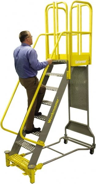 Cotterman - 192" 12 Step Super Duty Ladder - Rolling Safety Ladder, 1,000 Lb Capacity, 44" Base Width x 51" Base Depth, Grip Strut - Exact Tooling