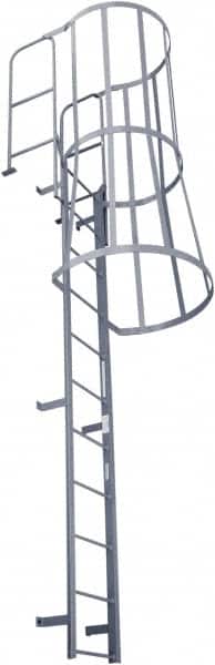 Cotterman - 142" 9 Step Fixed Ladder - Dock Ladder, 300 Lb Capacity, 39" Base Width x 50" Base Depth - Exact Tooling