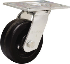 Hamilton - 5" Diam x 2" Wide x 6-1/2" OAH Top Plate Mount Swivel Caster - Phenolic, 900 Lb Capacity, Straight Roller Bearing, 4-1/2 x 6-1/4" Plate - Exact Tooling