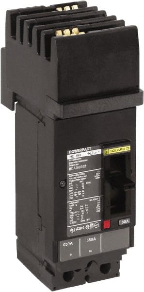 Square D - 100 Amp, 600 VAC, 2 Pole, Plug In Molded Case Circuit Breaker - Thermal Magnetic Trip, Multiple Breaking Capacity Ratings, 14-3/0 AWG - Exact Tooling