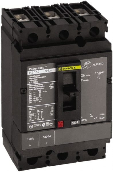 Square D - 90 Amp, 250 VDC, 600 VAC, 3 Pole, Panel Mount Molded Case Circuit Breaker - Thermal Magnetic Trip, Multiple Breaking Capacity Ratings, 14-3/0 AWG - Exact Tooling