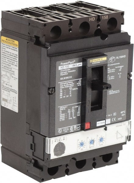 Square D - 100 Amp, 600 VAC, 3 Pole, Panel Mount Molded Case Circuit Breaker - Electronic Trip, Multiple Breaking Capacity Ratings, 14-3/0 AWG - Exact Tooling