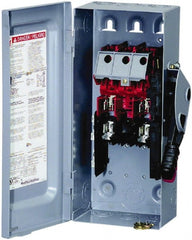 Square D - 30 Amp, 240 VAC, 250 VDC, 3 Pole Fused Safety Switch - NEMA 1, 3 hp at 240 VAC (Single Phase), 7.5 hp at 240 VAC, 5 hp at 250 VDC (Triple Phase), 3PST Contact Form - Exact Tooling