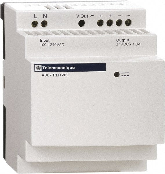Schneider Electric - 60 Watt, 2.50 Amp, 200 to 240 VAC Input, 24 VDC Output, DIN Rail, Panel Power Supply - Screw Connection, 60mm Wide x 59mm Deep x 100mm High, 84-100% Efficiency, Green LED Output - Exact Tooling