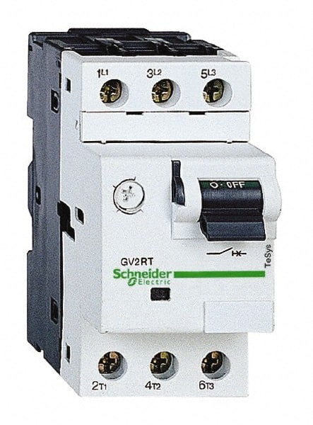 Schneider Electric - 1.60 Amp, 690 VAC at 50/60 Hz, 3 Pole, Bolt On, Clip Motor Circuit Breaker - Thermal Magnetic Trip, Multiple Breaking Capacity Ratings, 78mm Deep x 89mm High x 45mm Wide - Exact Tooling